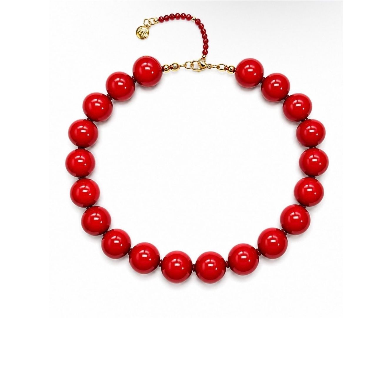 Genuine Red Agate Bead Necklace With Gold Accents - Statement Jewelry By Mayamar